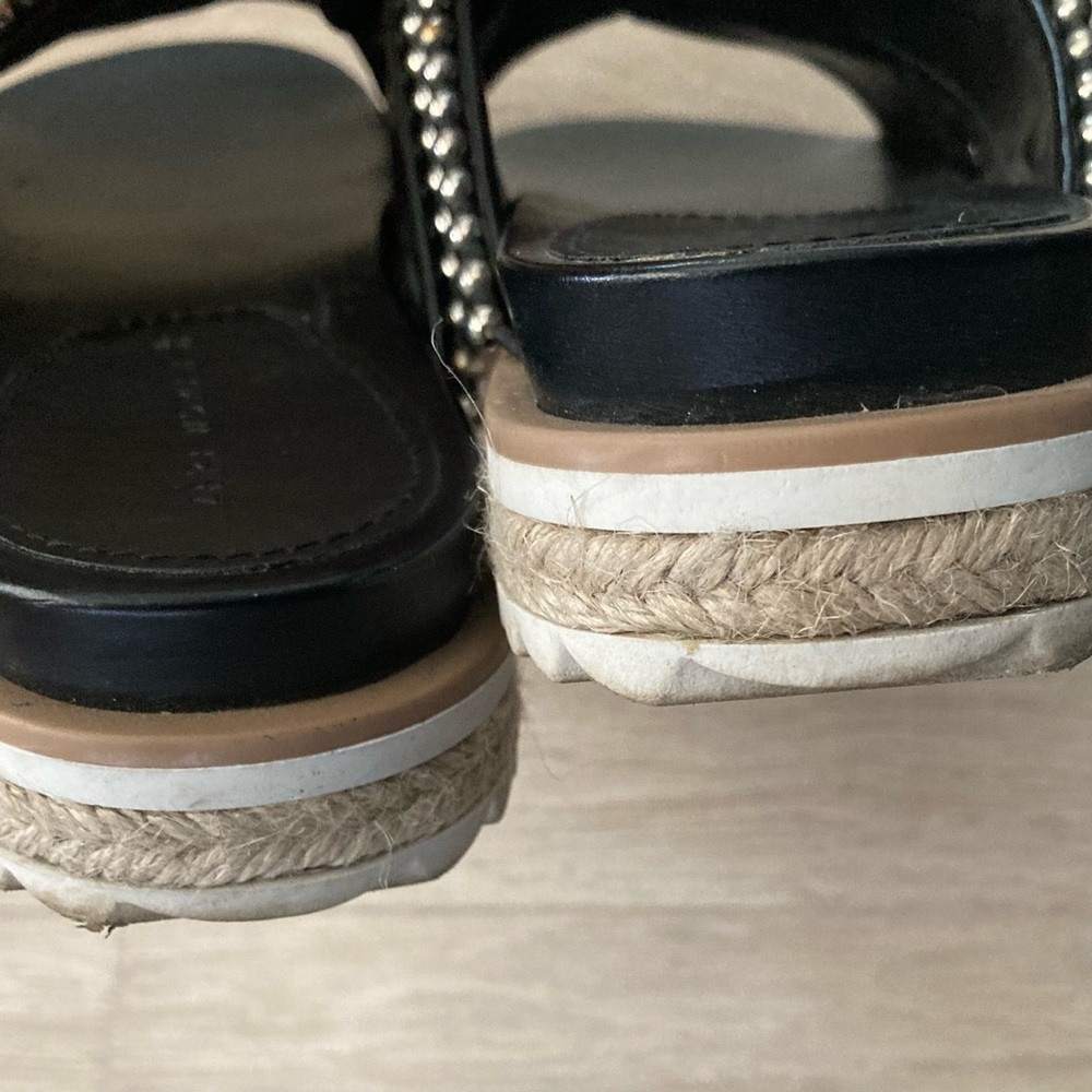 Zara Woman Silver Studded Chunky Criss Cross Espadrille Slide Open Toe Sandals - Picture 6 of 11